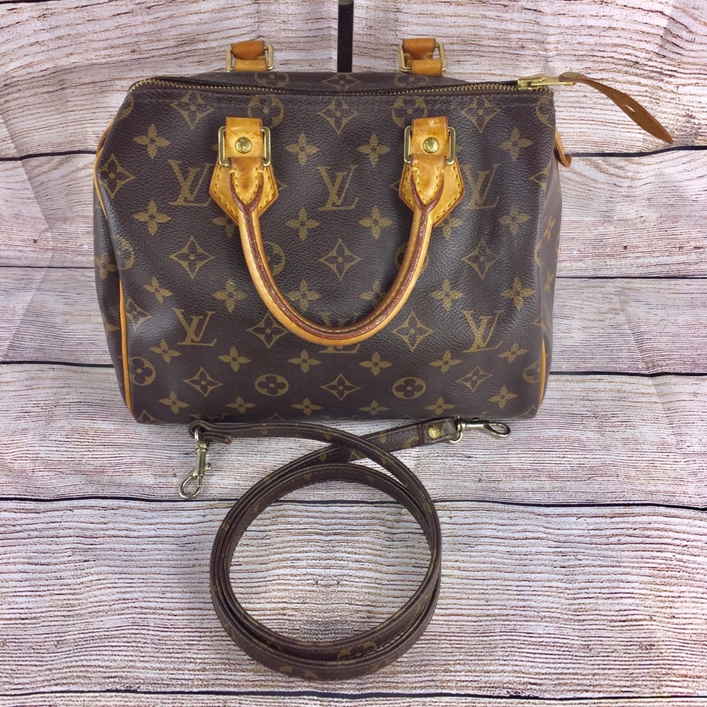 💯speedy 25 w/strap louis vuitton bag